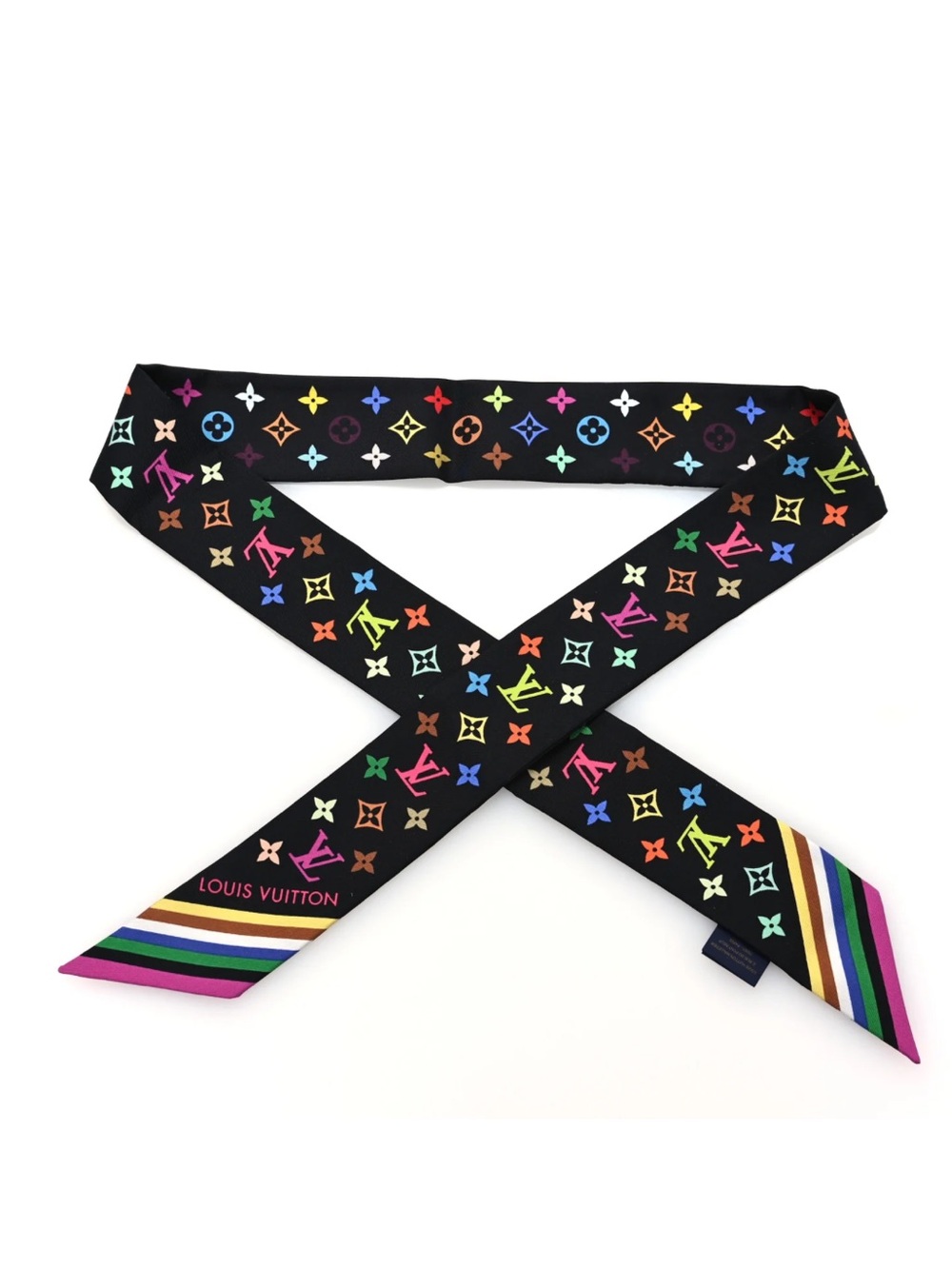 Louis. Vuitton. Multi-Color Signature Monogram Twilly T.M. L.E. Scarf